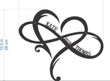 Infinity Heart Wall Art - Koru version Personalised