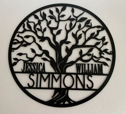 Tree of Life Wall Art with Border - Personalised Full Name
