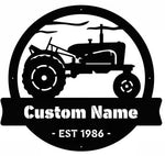 Vintage Tractor Wall Sign - Personalised Monogram